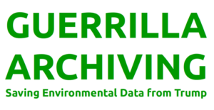 Image Description: A logo for the Guerrilla Archiving archive-a-thon with green font