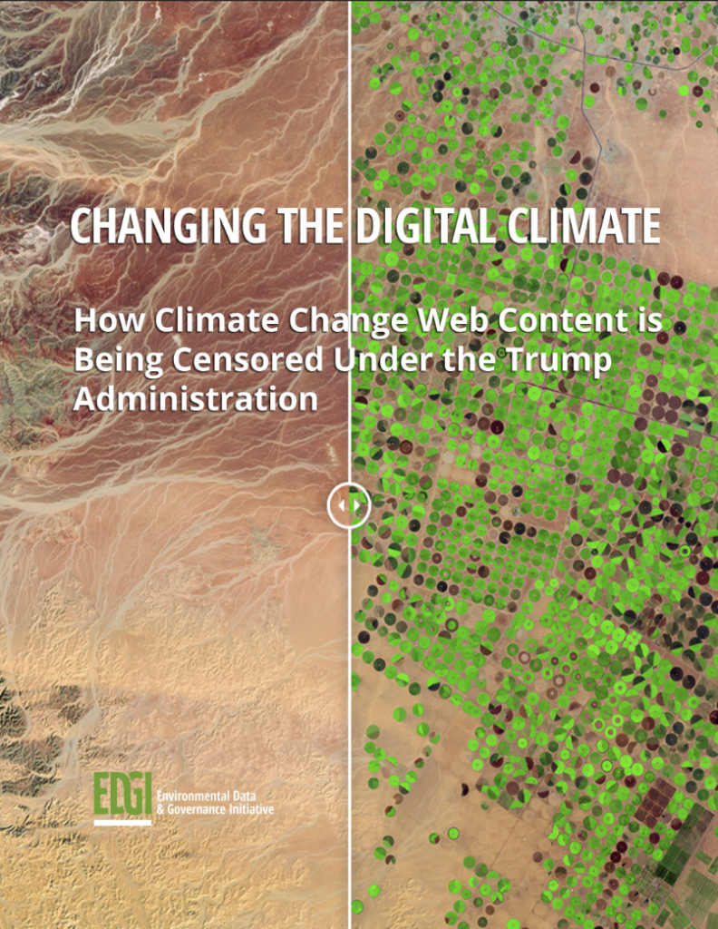 New report on January 10: Climate Change Web Content Under Trump