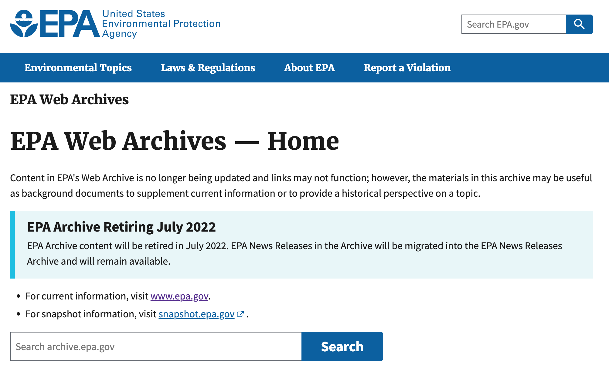 PRESS RELEASE: Open Letter to EPA Asks Agency Not to Sunset its Online Archive