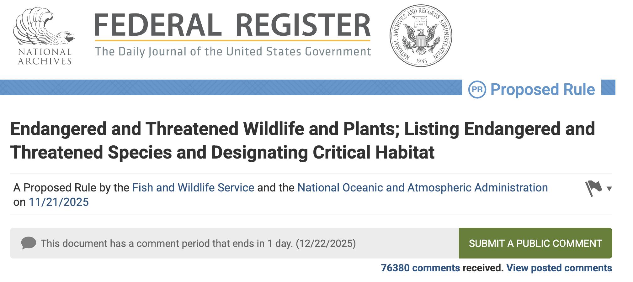 Federal Register web page.